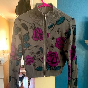 Betsey Johnson cropped zip up sweater